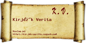 Kirják Verita névjegykártya